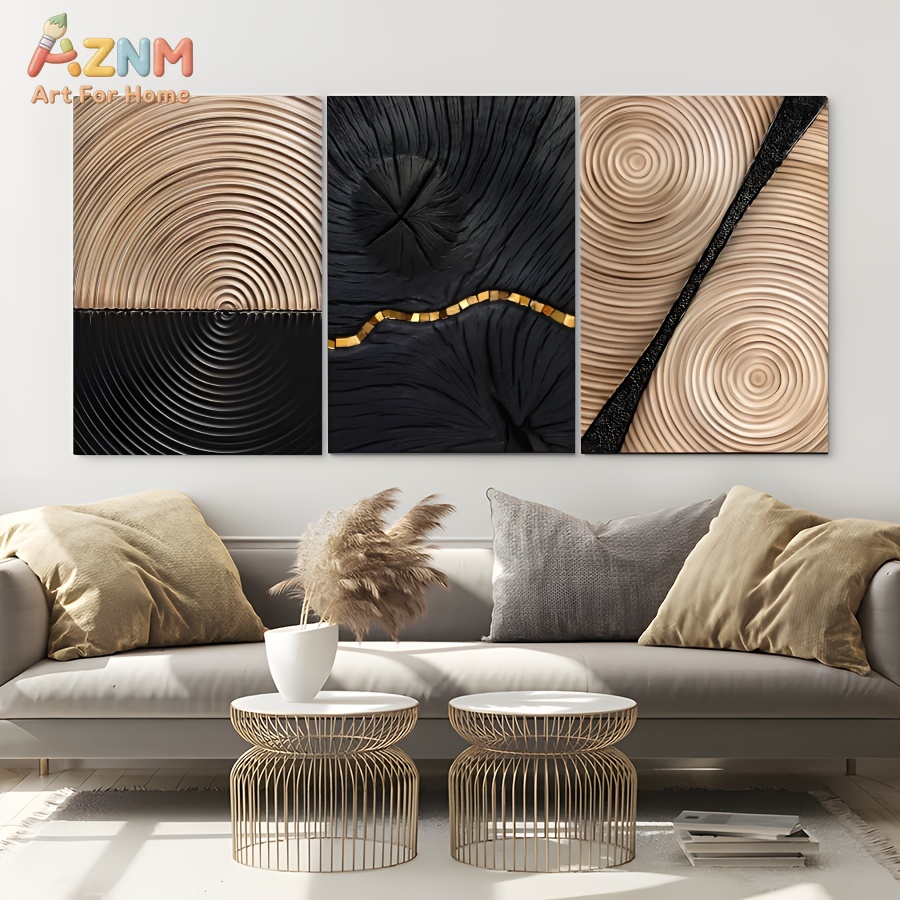3D Printing Gold - AZNM 와비사비 추상 나무결 나무고리 금색