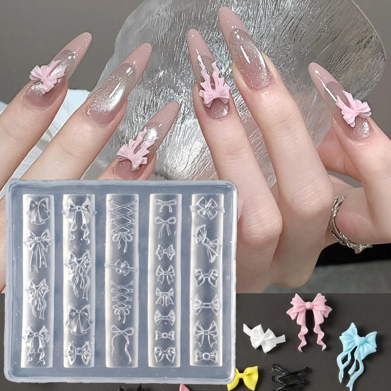 우아한 리본 실리콘 네일 아트 몰드 귀여운 리본 매듭  - 3D Printing Ptc 리뷰 및 가격