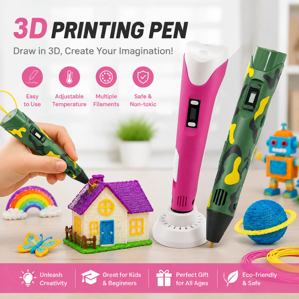 3D 프린팅 펜, 9M PLA 필라멘트, 고온 안전 D - 3D Printing Pen For Adults 리뷰 및 가격