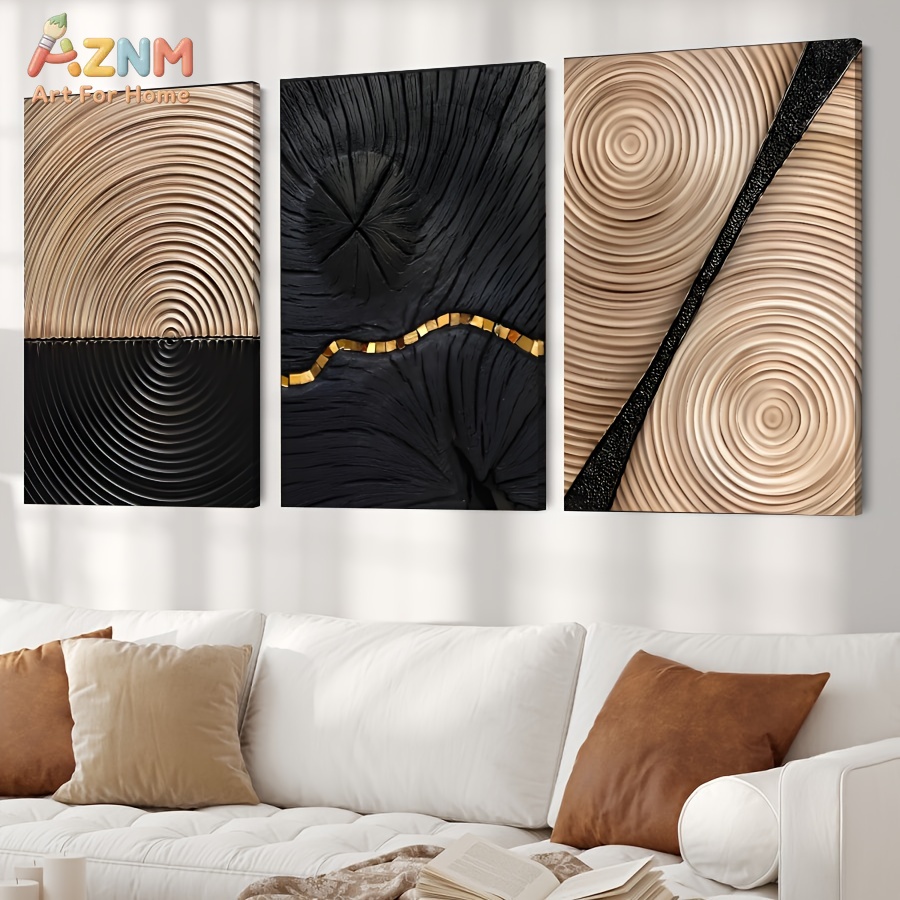 AZNM 와비사비 추상 나무결 나무고리 금색 라인 캔버 - 3D Printing Gold 리뷰 및 가격