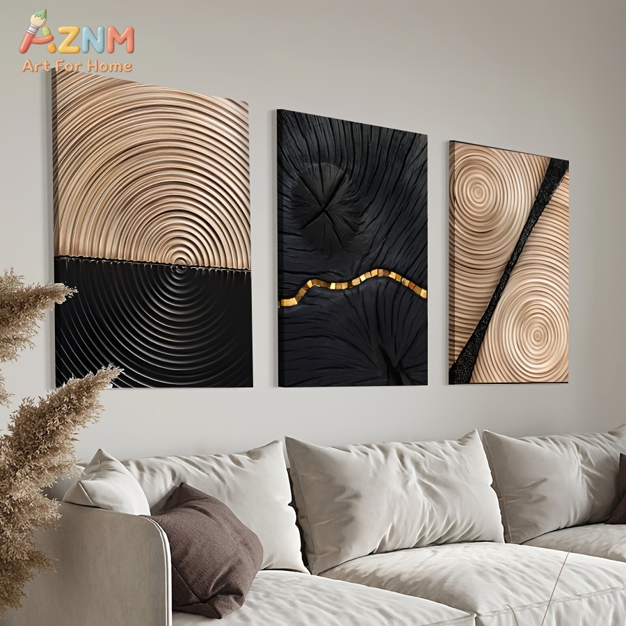 AZNM 와비사비 추상 나무결 나무고리 금색 라인 캔버 - 3D Printing Gold 리뷰 및 가격